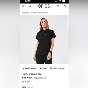 Figs dowa pant/montex top black scrub set